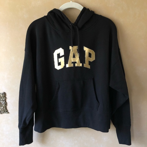 GAP Tops - GAP • black & gold logo hoodie